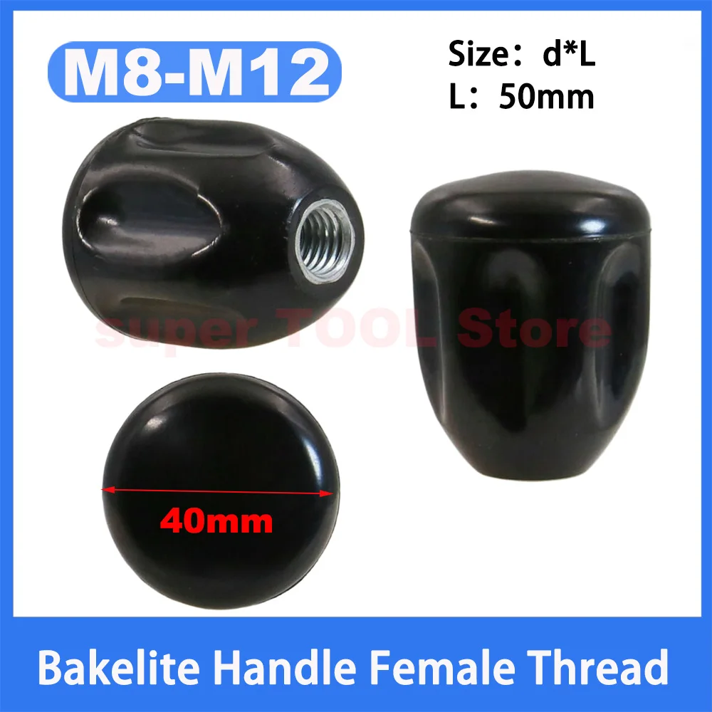 1Pc Bakelite Phenolic Resin Corrugated Handle Sleeve M8 M10 M12 Length 50mm Hand Twist Grip Cover for Machine Tools Equipment