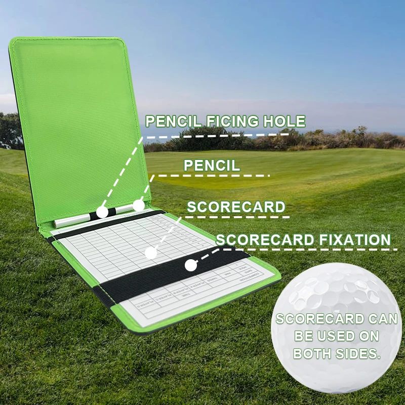 CRESTGOLF PU Leather Golf Scorecard Holder 16.5*11cm Golf Score Pocketbook Scoring as Golf Gifts Golf Accessories