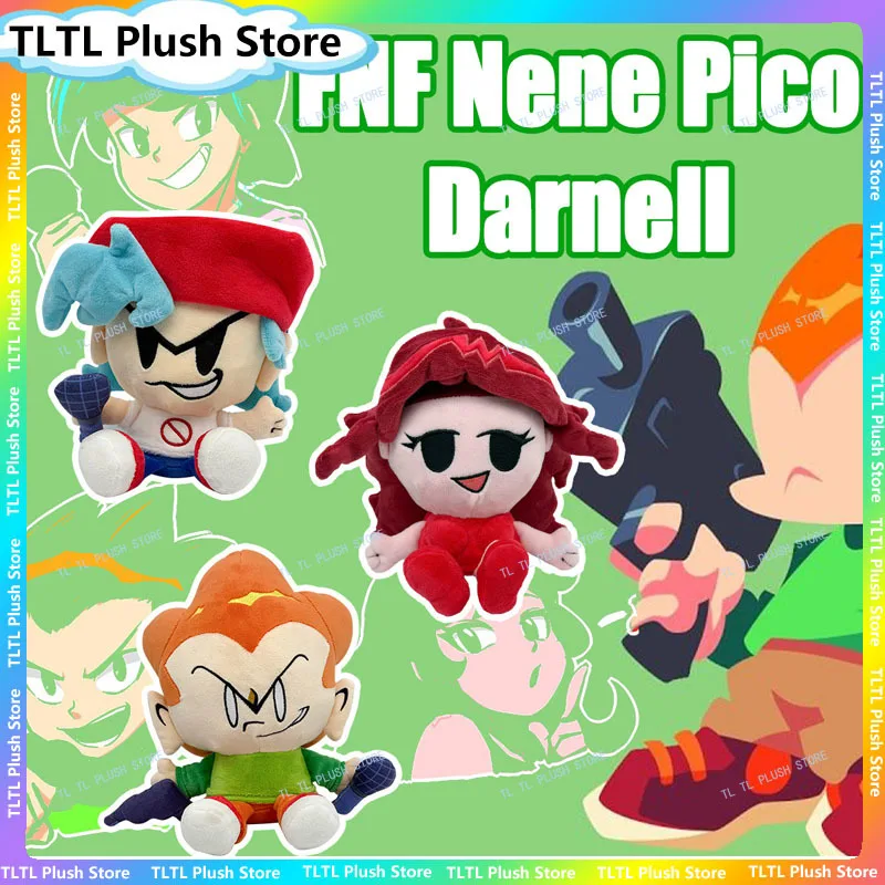 FNF Friday Night Funkin Pico Plush Toy Game Character Boyfriend Nene Pico Doll Cuddly Plushie Gift Fans Bedroom Decor Gift