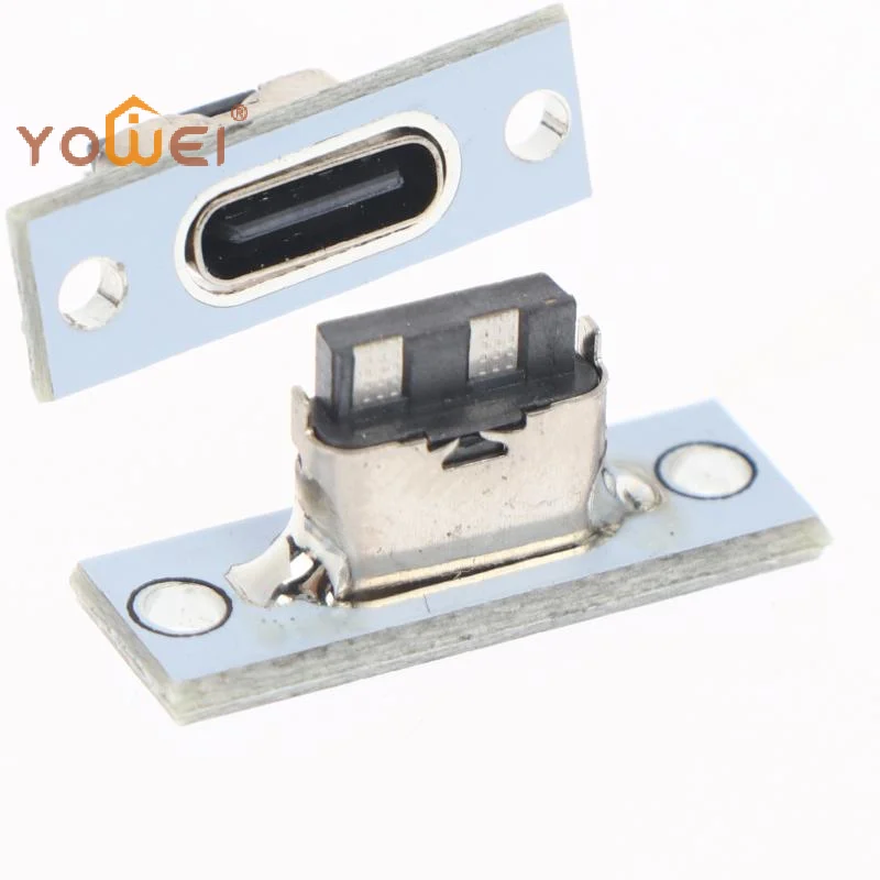 Latest 5Pcs 2-pin Female Connector Jacks Charging Port Forward And Reverse USB 3.1 Type C Sockets With Screw Mounting Plate