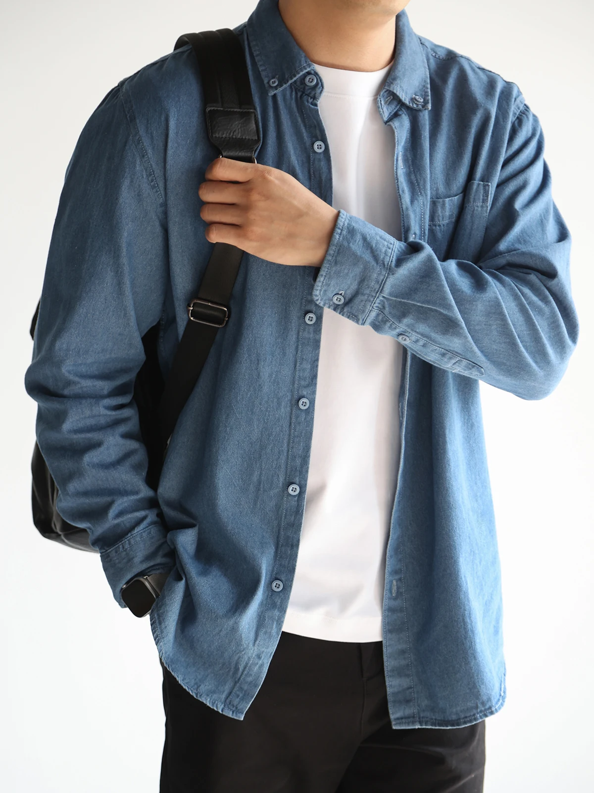 Italian Lazy Style Cotton Linen Blend Washed Long Sleeve Shirt Casual Jeans Jacket Men's Loose Fit Breathable Comfortable