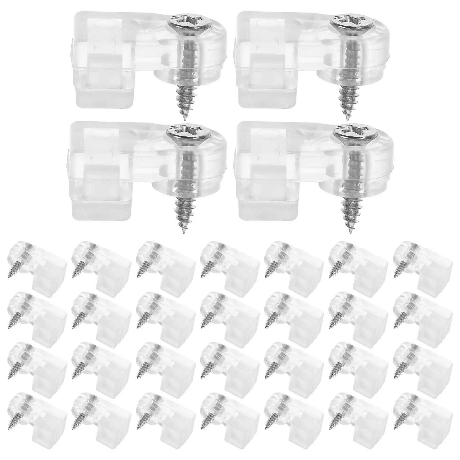 50Pcs Mirror Fixing Clips Transparent Plastic Glass Retainer Clips for Wardrobes Cabinets Adjustable Angle Secure Holding