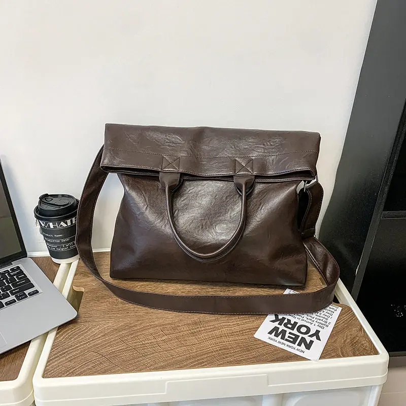 Designer Style Men's Commuting File Bag Hand-Held Briefcase Multifunctional Large Capacity Versatile Tote Bag Crossbody Bag