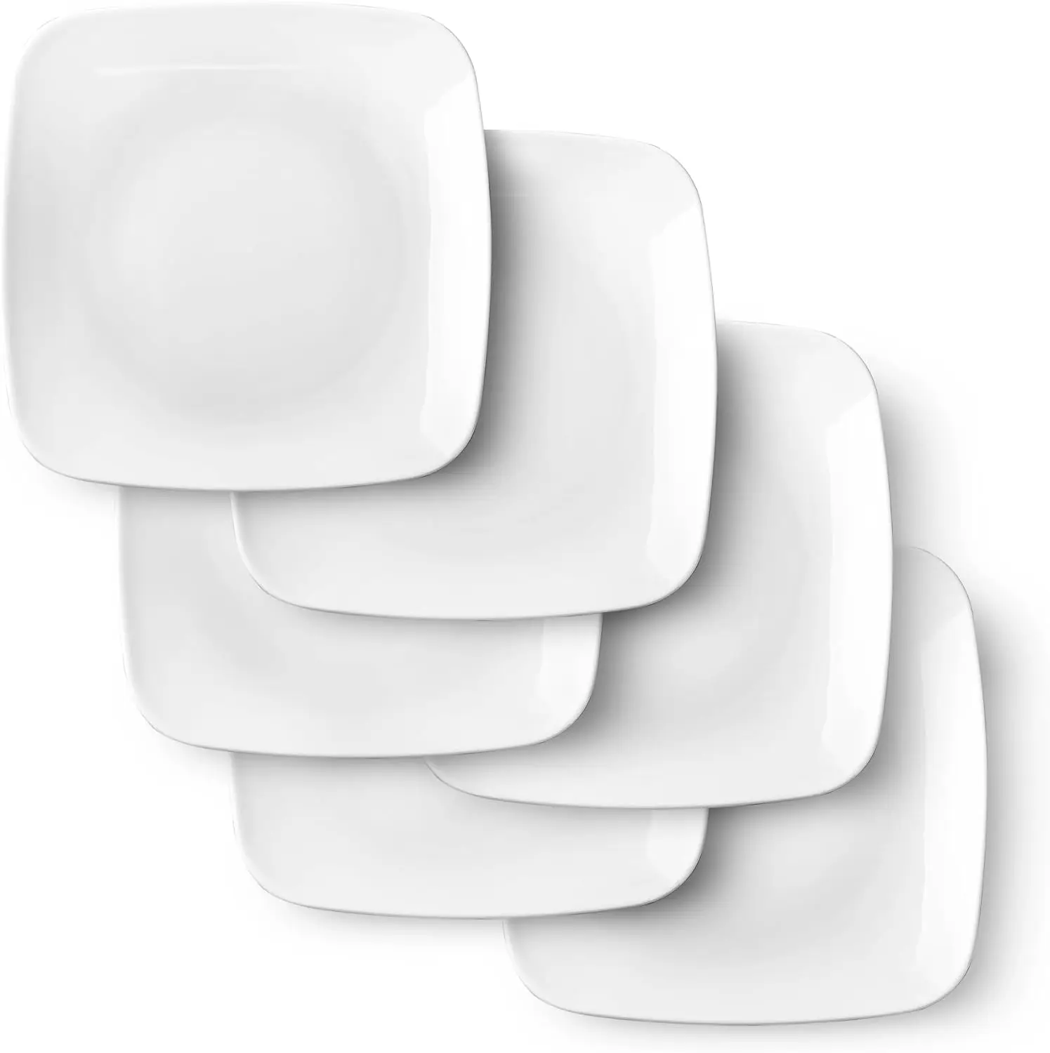 

Appetizer Plates - 6.5 in Ceramic Small Plates for Dessert -Square Serving Plates - White Kitchen Dinnerware Dishes Set for Snac