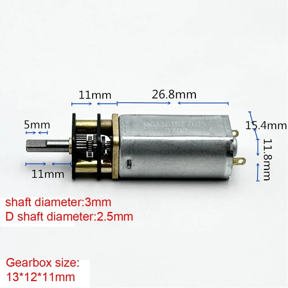 DC 3V-5V 3.7V 4.2V 138RPM-230RPM Mini 16MM 050 Gear Motor Slow Speed Large Torque Engine D-Shaft Reduction Robot Electric Lock