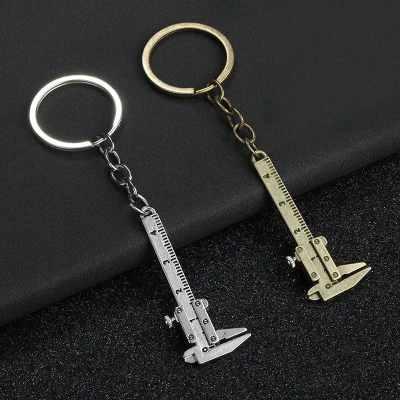 Mini Vernier Caliper Keychain Multifunctional Lightweight Metal Ruler Movable Measuring Tool for Car Key Decor Camping Use