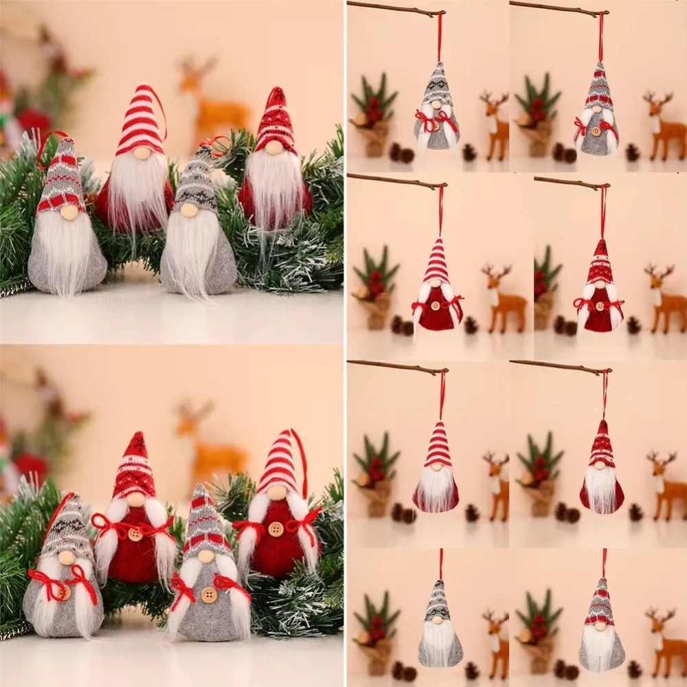 Santa Claus Christmas Gnome Pendant Faceless Christmas Tree Hanging Hanging Pendant Bow Tomte Ornaments New Year