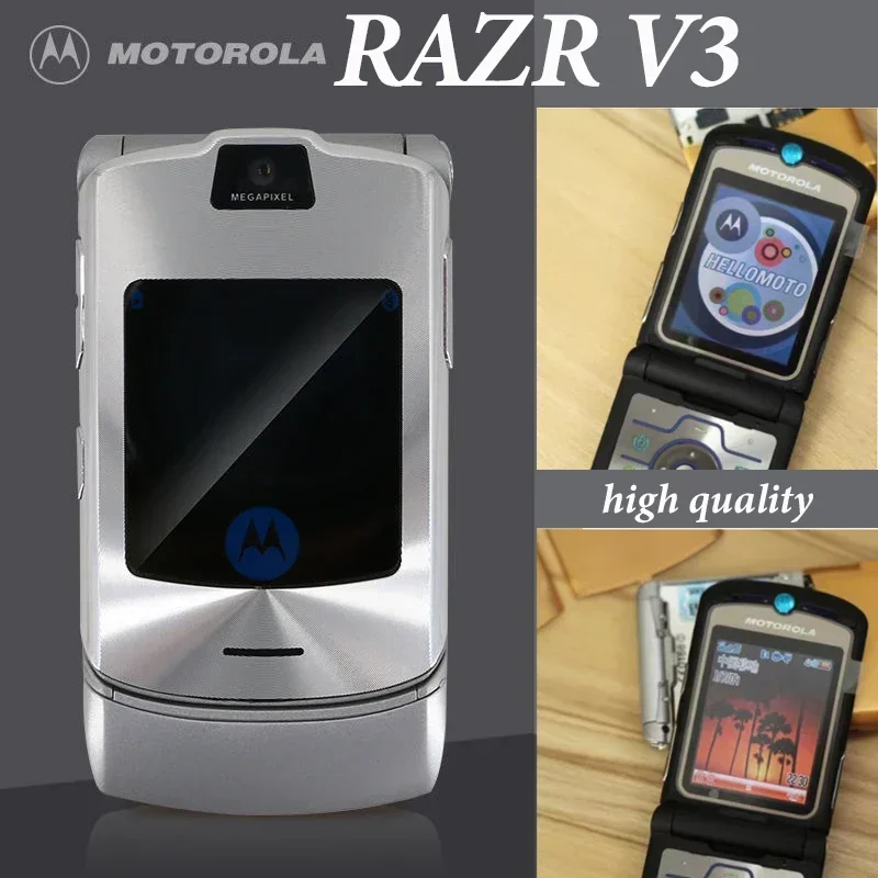 Motorola RAZR V3 - Original Unlocked Bluetooth Flip Phone Fast Talk Vintage Phone FM GSM 850/900/1800/1900 Excellent Quality