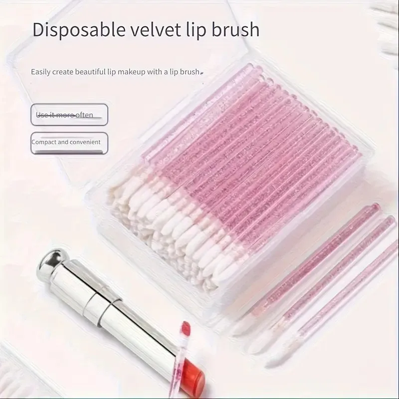 50個のクリスタルリップワンドアプリケーターブラシ、まつげエクステリムーバーと化粧機能付き