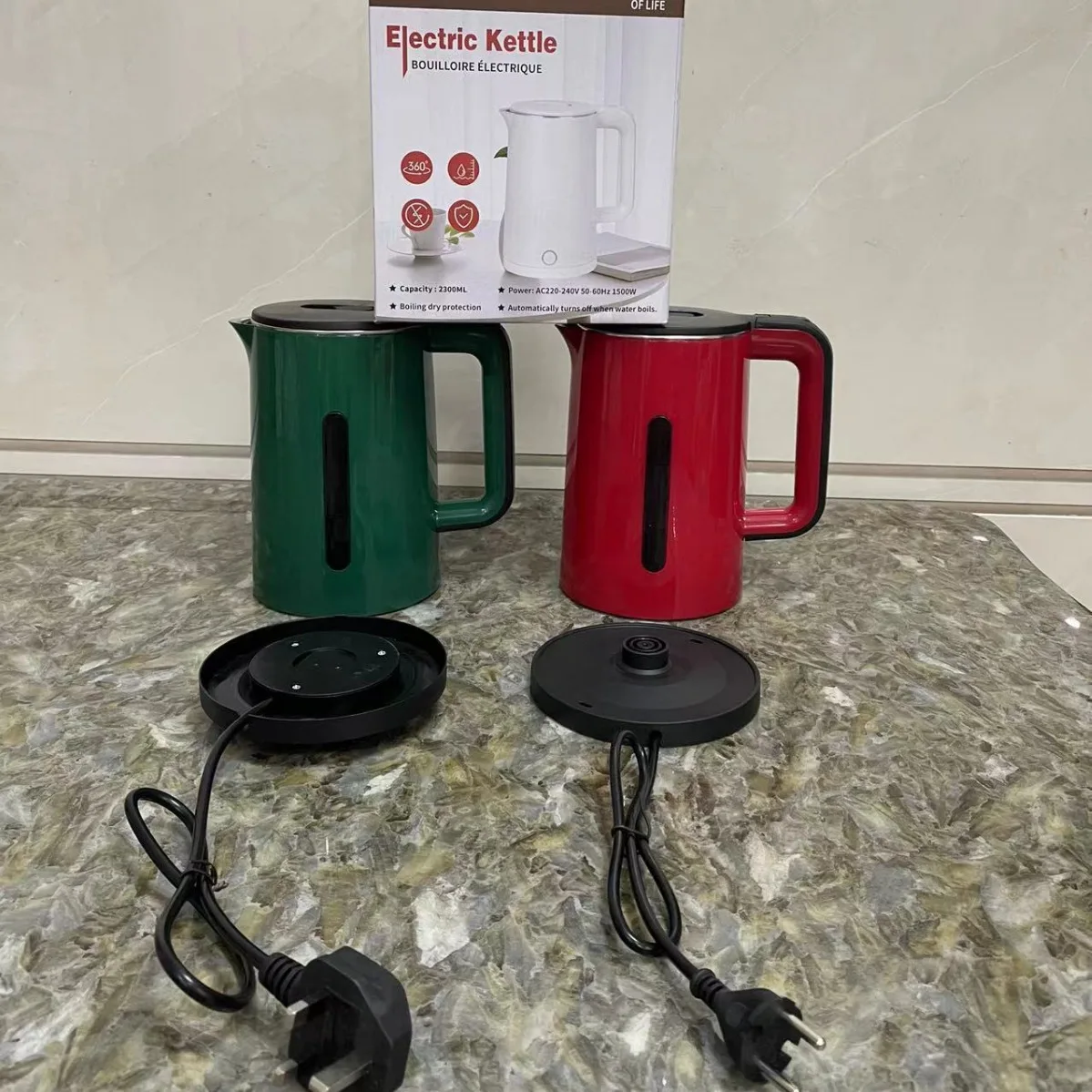 Electric Kettle Double Layer Heat-resistant Kettle Household Hot Water Kettle for Boiling Water