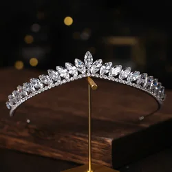 Baroque Luxury Crystal Water Drop Bridal Tiaras Cubic Zirconia Crown Rhinestone Pageant Diadem Headband Wedding Hair Accessories