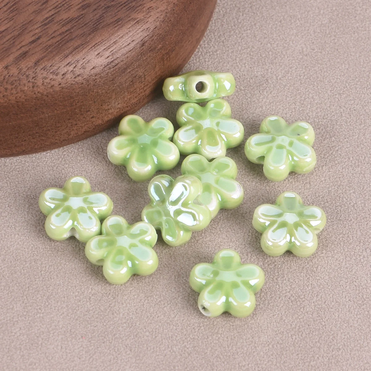 10pcs Star Flower Shape 12mm Shiny Ceramic Porcelain Loose Beads For Jewelry Making DIY Earring Findings