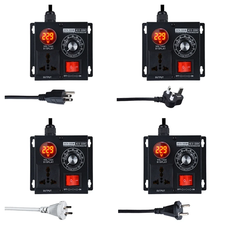 Variable Voltage Regulator 5000W Speed Temperature Light Voltage Uelatic Pressure Controller US Plug 2 Holes