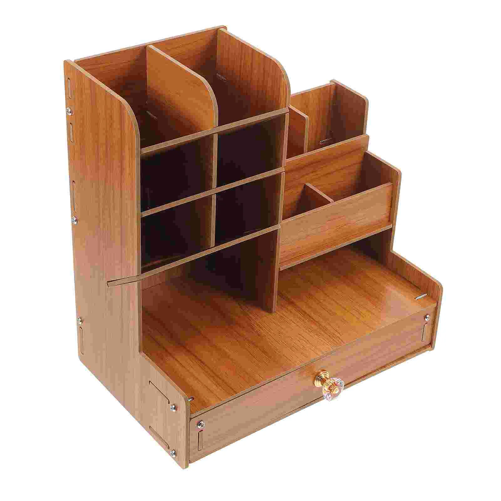 

Desk Organiser Storage Box Organizer Office Multi-functional DIY Desktop Pen Holder Wood Student