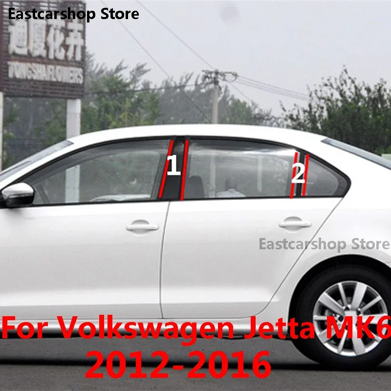 

for Volkswagen VW Jetta MK6 Car Middle Column PC Window Trims Decoration B C Pillar Strip Protective Sticker Accessories