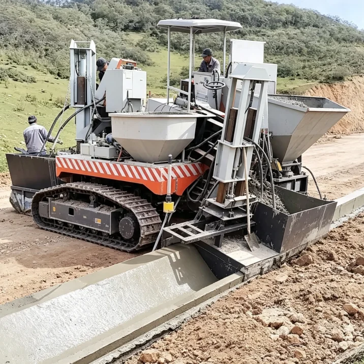 Hot Sale Professional Curb Stone Slip Forming Machine, Four Wheel Drive Concrete Curb Construction Solution