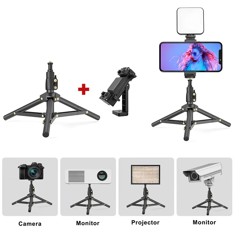 2PCS Tripod Portable Photography Phone Holder 40cm Adjustable tripode Adapter with Phone Clip Selfie Stick For Samsung iphone