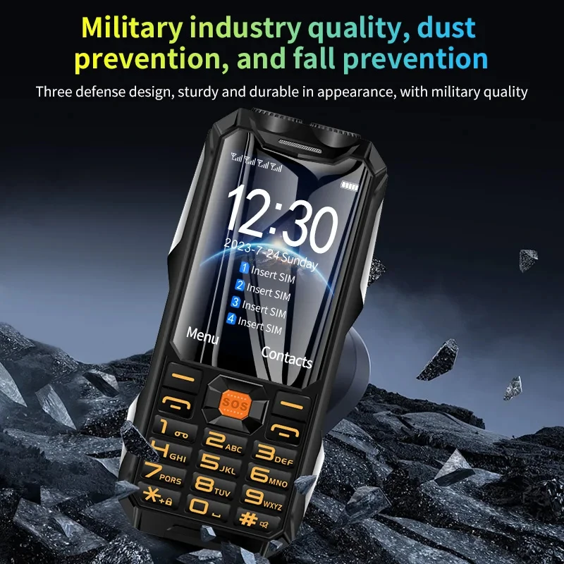 YEEMI Q9 GSM 2G Network Mobile Phone 4 SIM Cards Rugged Bar Cellphone 3.5Inch HD Display Big Battery Loud Voice Phone For Elder