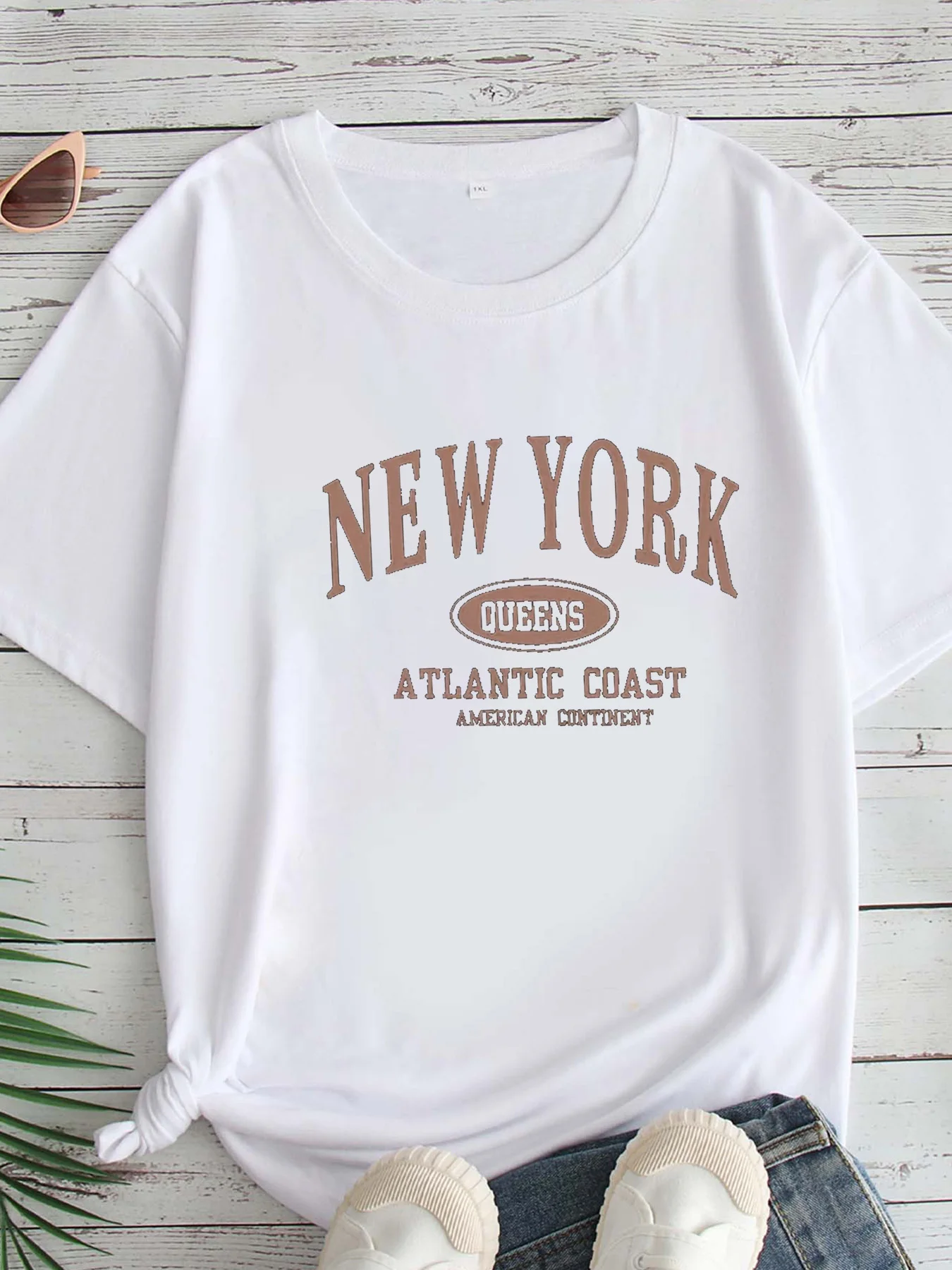 

Женская футболка большого размера с принтом, круглым вырезом и короткими рукавами, размеры 1-7XL, удобный повседневный топ в европейском стиле