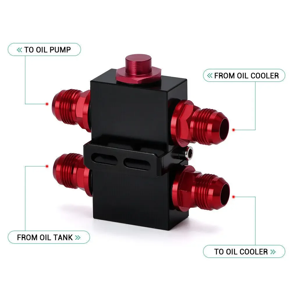 Aluminum Billet Oil Filter Sandwich Plate Adaptor With In- Line Oil Thermostat Sandwich With Thermostat AN10 Fitting Adapter