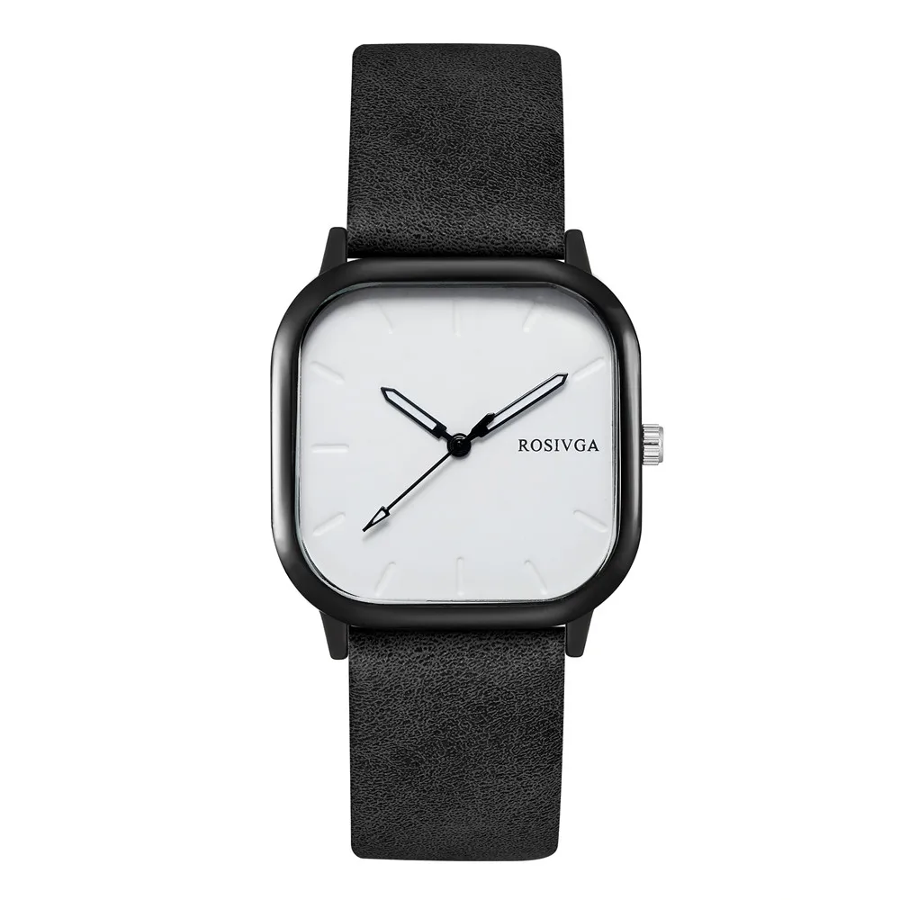 hot sale square dial PU leather quartz men business watch