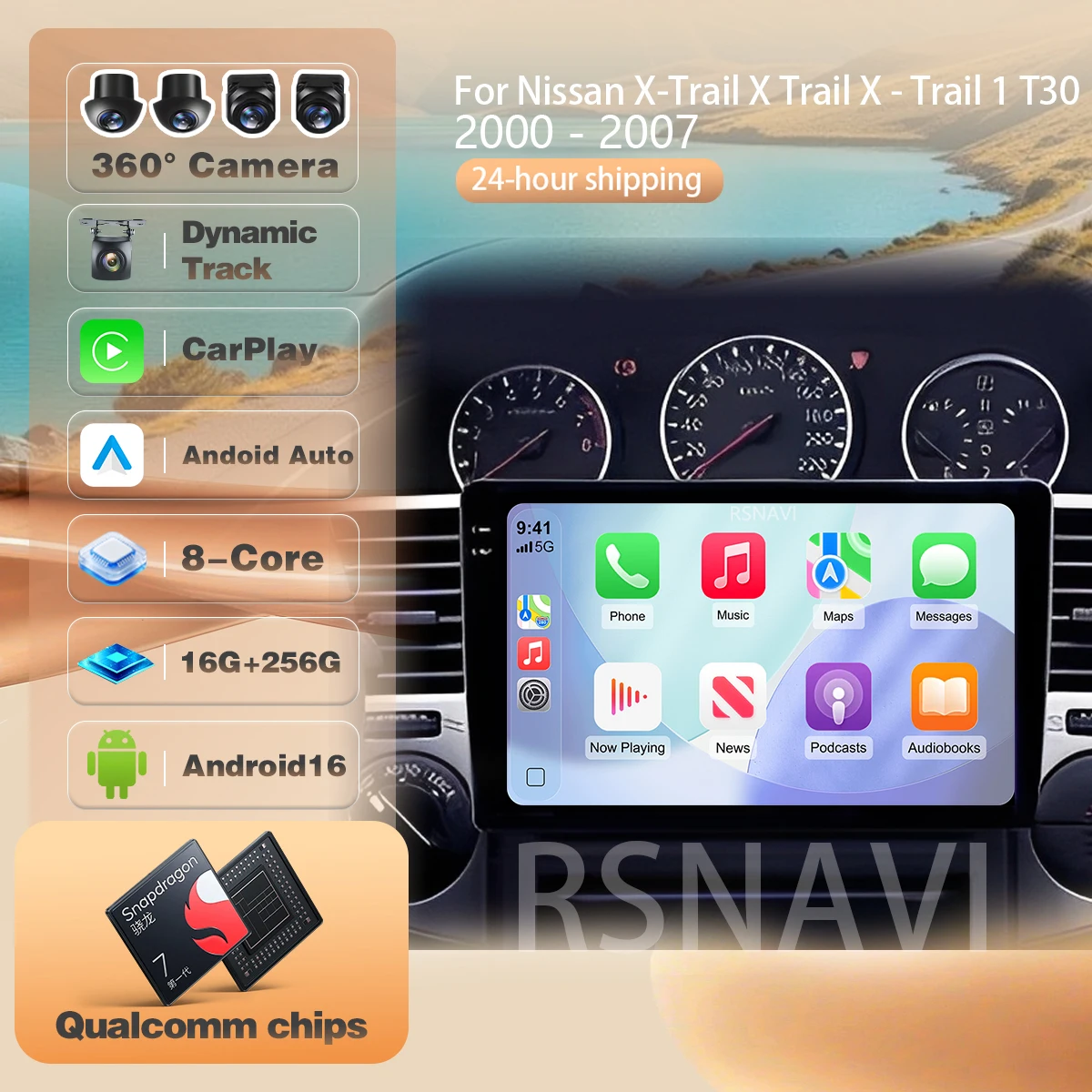 Для Nissan X-Trail T30 2000-2007: Автомагнитола с CarPlay и Android Auto, QLED-экран 2K, Android 16, Plug and Play