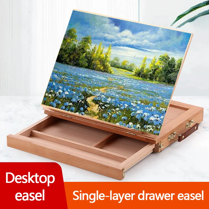 beech-wood-desktop-easel-single-layer-painting-box-solid-wood-adjustable-portable-hand-held-easel-sketching-and-oil-painting