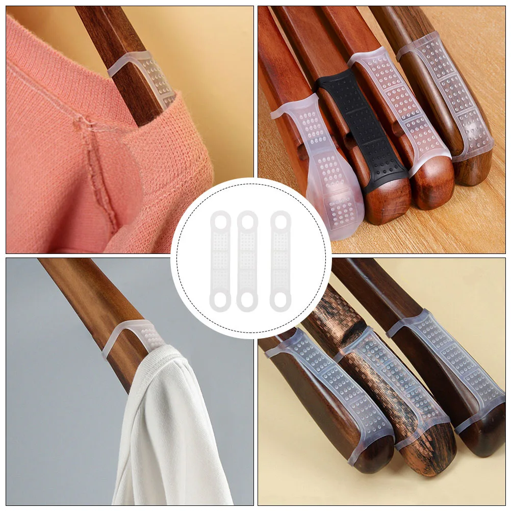 

60 Pcs White Anti slip Silicone Strips for Hangers Clothes Holder Grip Strips Skid Stickers Household Items