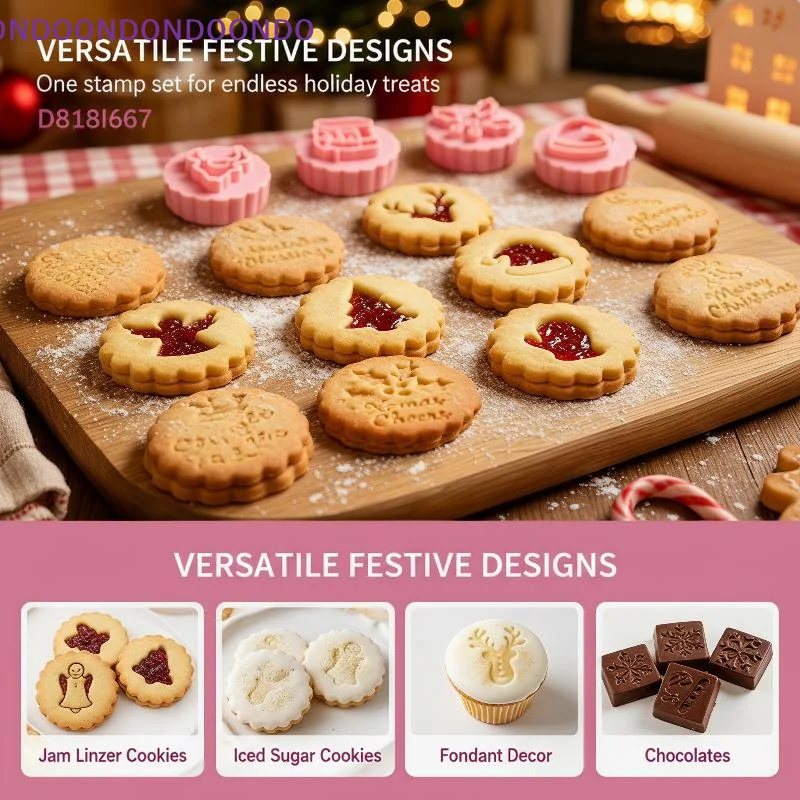 Christmas Linzer Cookie Cutter Assorted Designs Non-Stick Easy Demold for Home Holiday Baking DIY Sweet Treats