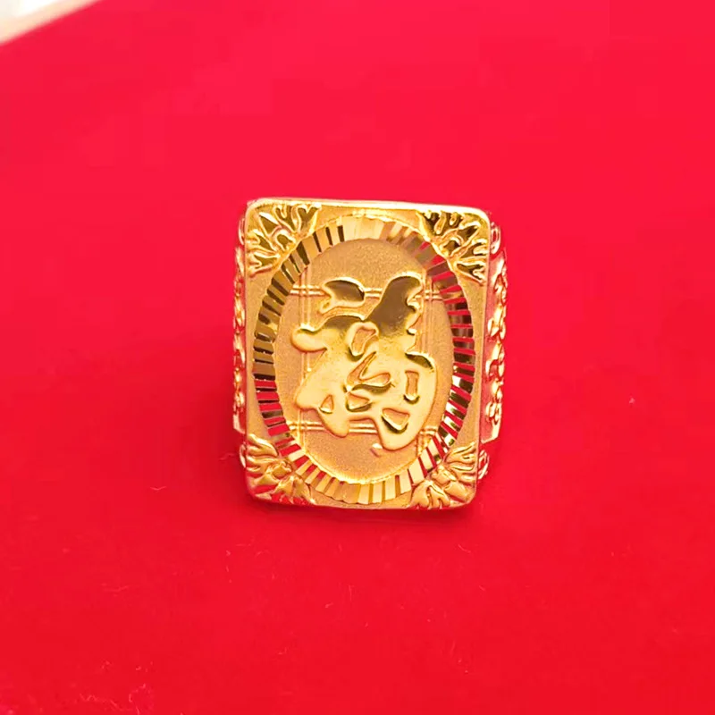 9999 gold jewelry - men's generous style lucky character ring