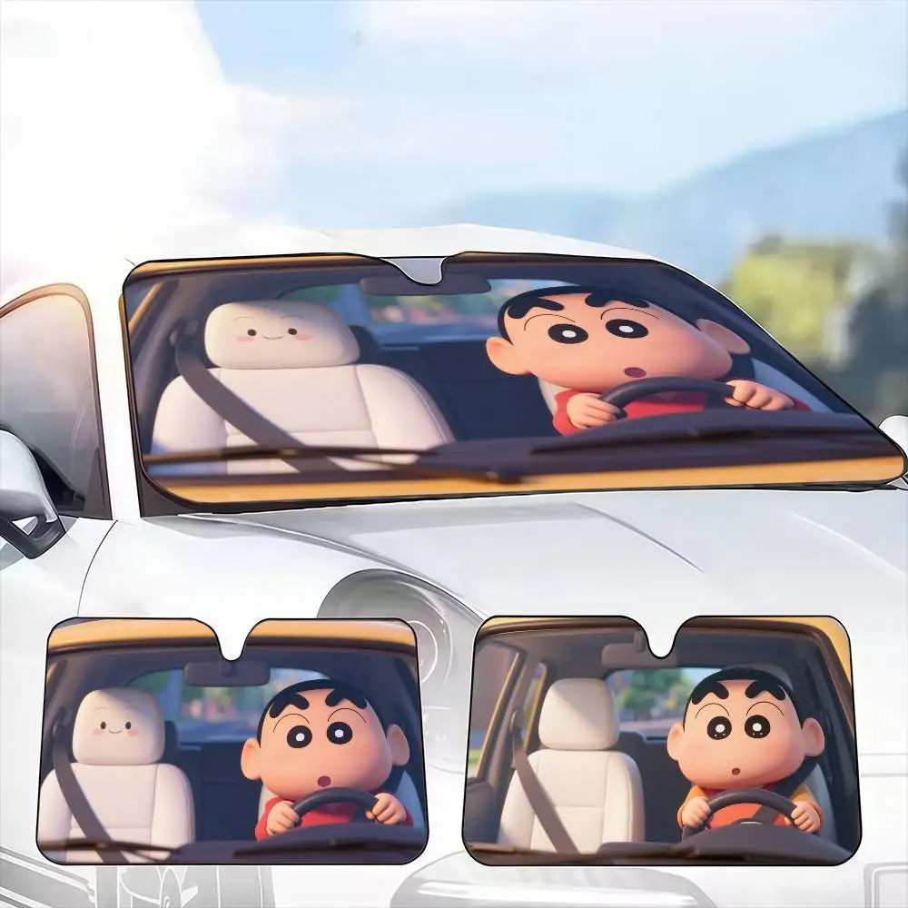 FNNY-drive-Shin-chan Crayon  Car Sunshade Curtains Windshield Anti-UV Protection Front Sun Shade Cooling Protector