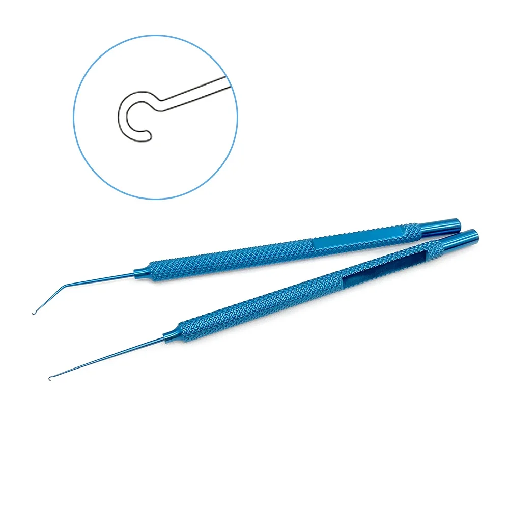 Крючок Jaffe-Knolle Iris Hook 1,0 мм, изогнутый/прямой, с J-образным наконечником, крючки Push-Pull, инструмент для офтальмологической микрохирургии, титан