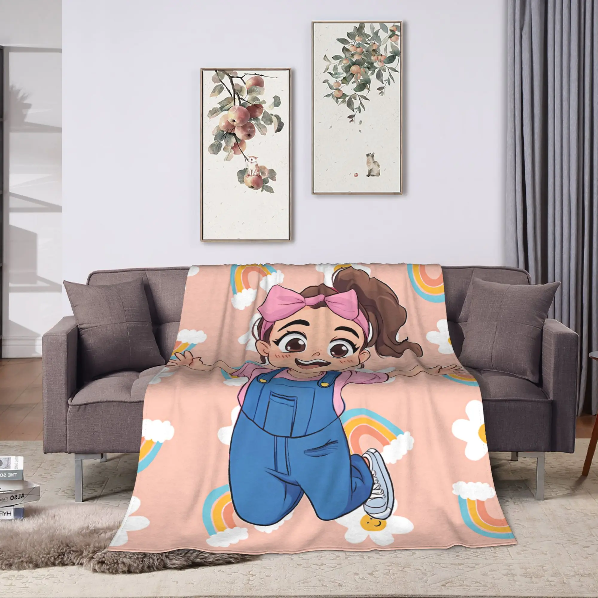 بطانية ملكة جمال راشيل عالية الجودة دافئة وناعمة رمي بطانية ربيعية للأطفال في غرفة المعيشة مفرش سرير أنيق