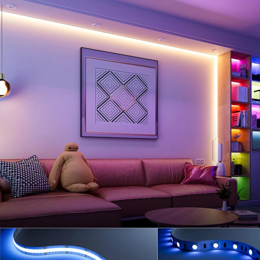 ไฟ LED แบบเส้น RGB+CCT ขนาด 5 ม. 10 ม. 20 ม. 24V 5050 สีสันสดใส+ขาวคู่ ปรับความสว่างได้ ใช้ตกแต่งห้อง งานปาร์ตี้ พร้อมรีโมทควบคุมแบบสัมผัส 2.4G RF