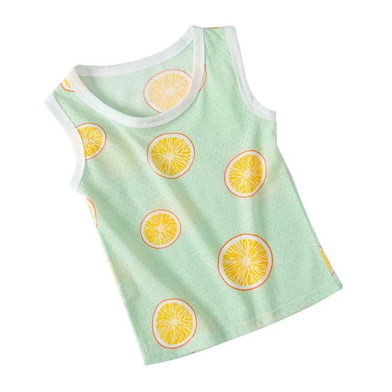 Children Undershirts Breathing Cotton Crop Top for Kids Mesh Girls Vest Boys Sleeveless Top Cartoon Baby Tank Top Clothing