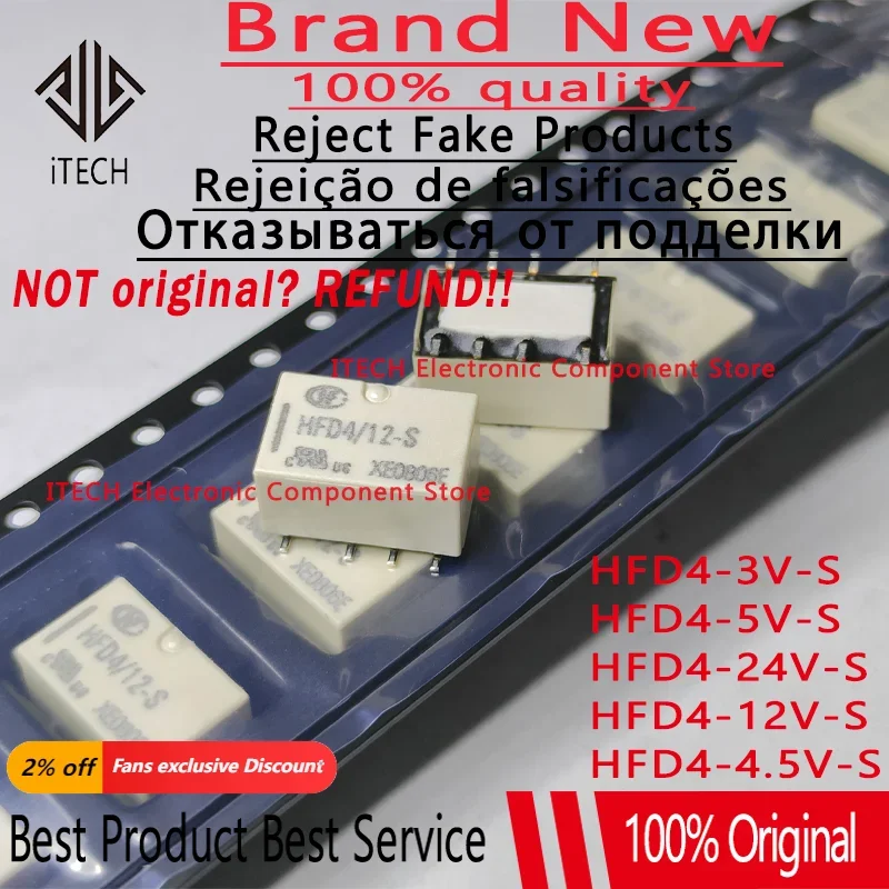 10Pcs/lot HFD4/3/5/9/12/24-S 2A 8PIN 3V 5V 9V 12V 24V DIY Signal Communication Relay SMD