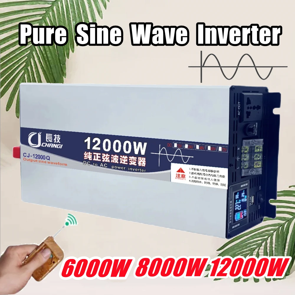 Pure Sine Wave Power Inverter 12000W 10000W DC 12V 24V 48V 60V To AC110V 220V Converter Portable Solar Car Inverter Transformer