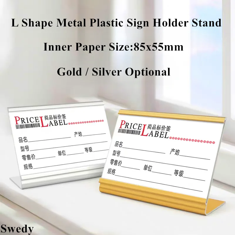 10 PCS 85x55mm Metal Tabletop Sign Holder Display Stand Restaurant Menu Holder Table Number Stand Small Price Label Card Tags
