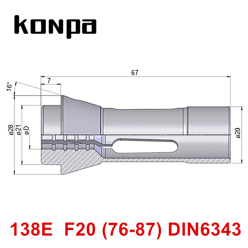 138E Clamping Collet F20 76-87 DIN6343 CNC Single Spindle Lathe Forward Push Out Spring Collet Chuck E138 Round Square Hexagon