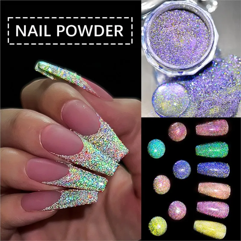 6 Colors Sparkling Nail Glitter Powder Diamond Holographic Shinning Pigment Chrome Dust DIY Manicure Polish Nail Art Decoration