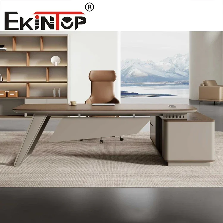 Ekintop Wholesale Luxury Modern Metal Wooden Boss Desk Manager Office Table Design