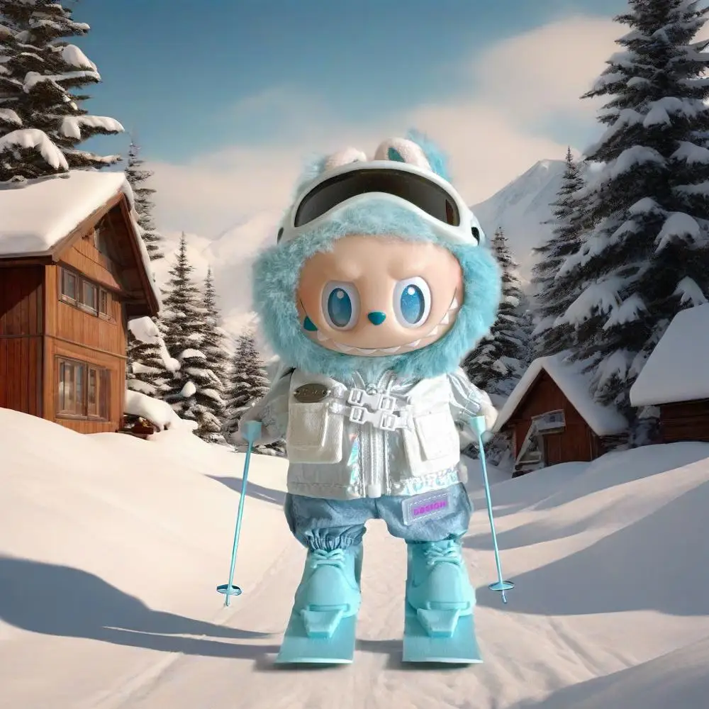 Vintage Trenchcoat Skateboard Ski Board für Labubu 3.0 Puppe Skibekleidungsset für Ropa Labubu Puppen Kleidungszubehör