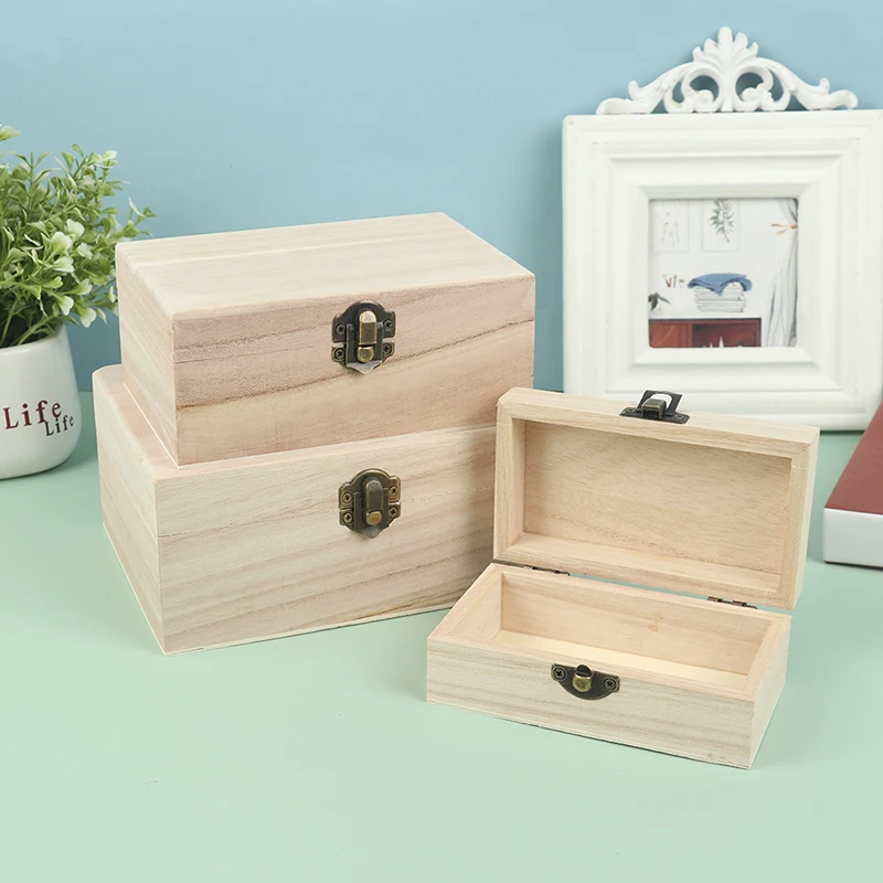 1 Pc Natural Wood Retro Jewelry Box Desktop Clamshell Storage Case Home Decoration Handcrafted Wooden Gift Boxes