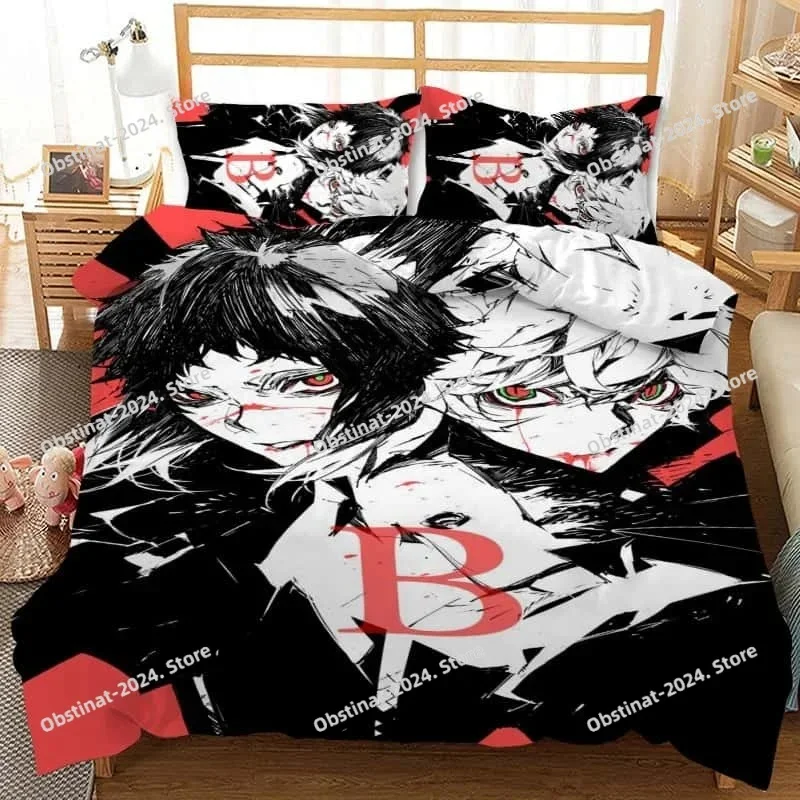 3D Cartoon Duvet Cover Set Bungo Stray Dogs  Tales of the Lost Bedding Sets Comforter Duvet Cover Pillowcase For Home Textiles