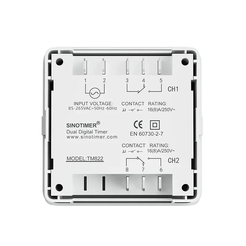 Two Groups Relay Output Separate Control 7 Days Weekly Programmable Interval 1 Min. Timer 2 Clock Switch Second Channels Time