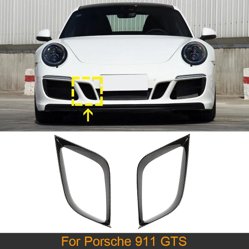 

Carbon Fiber Front Bumper Air Vents Trims Covers For Porsche 911 GTS 2017 Car Front Air Vent Covers Trims