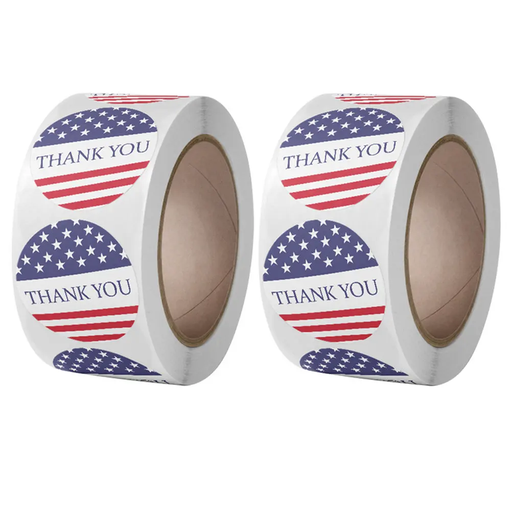 1000Pcs Patriotic Usa Flag Stickers Round Thank You Adhesive Sealing Stickers for 4Th of July Gift Boxes Patriotic Flag Decals - view 2