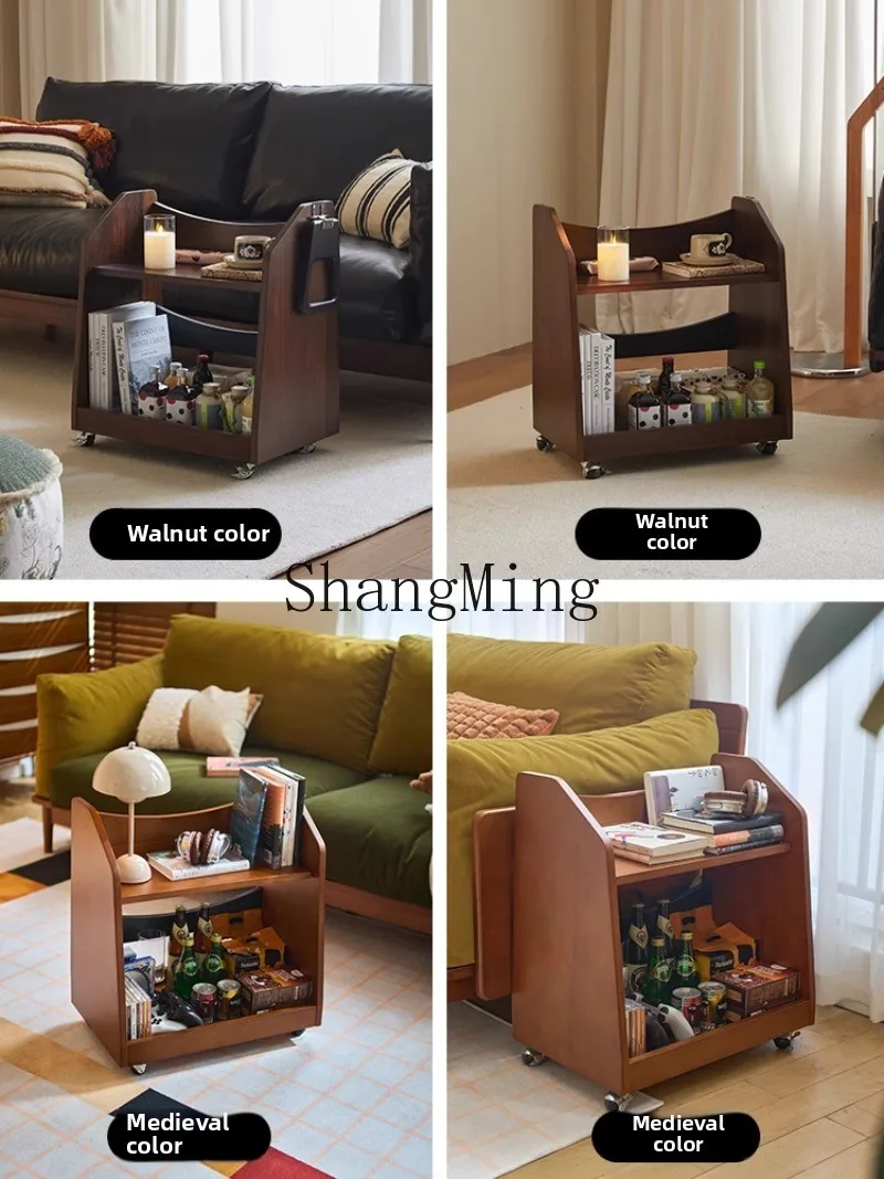 LXY الرجعية حافة الخشب الصلب شقة صغيرة غرفة المعيشة أريكة الجانب الزاوية طاولة صغيرة #5