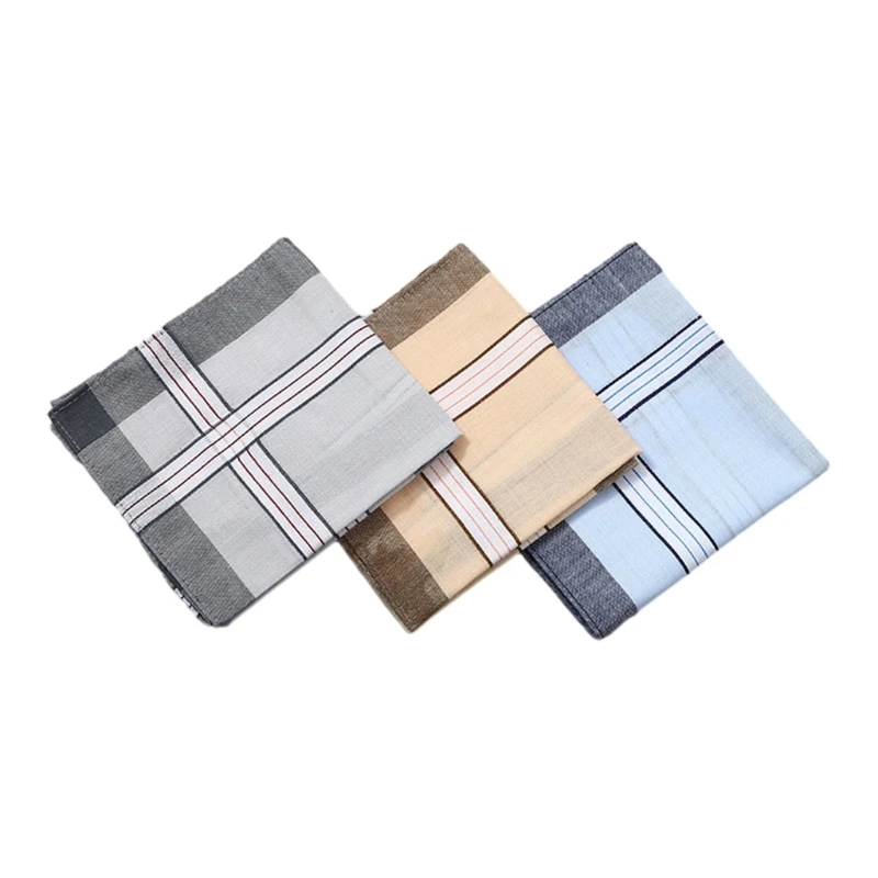 Pocket Handkerchief for Wedding Party Striped Hankies for Husband Dad Grandfathe