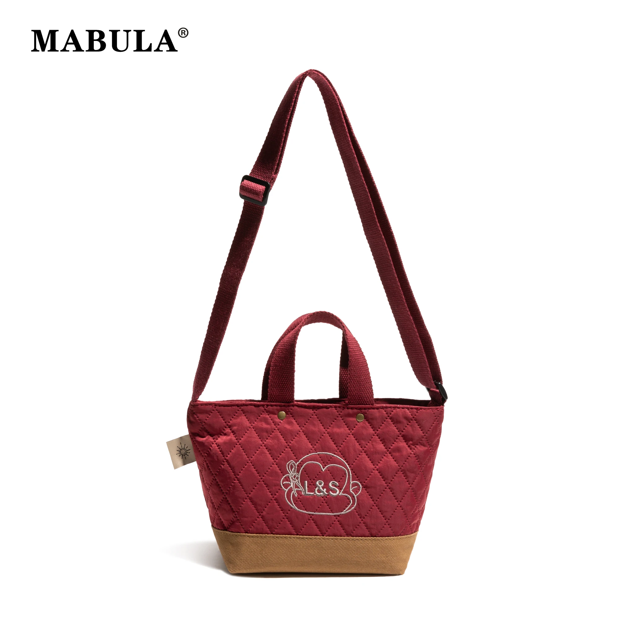 

MABULA Simple Nylon Argyle Shoulder Phone Purse Animal Print Casual Message Bag Padded Down Women Large Capacity Shopping Pouch